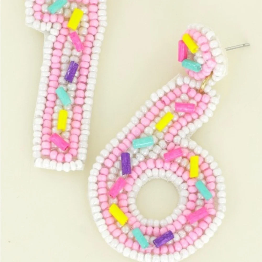16th birthday beaded party earrings